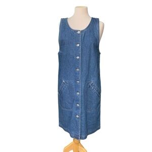 Vintage button up sleeveless denim mini dress size small-nwt